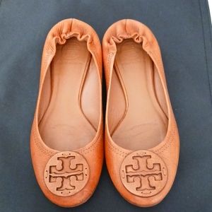 Tory Burch Royal-Tan Tumbled Reva Flats